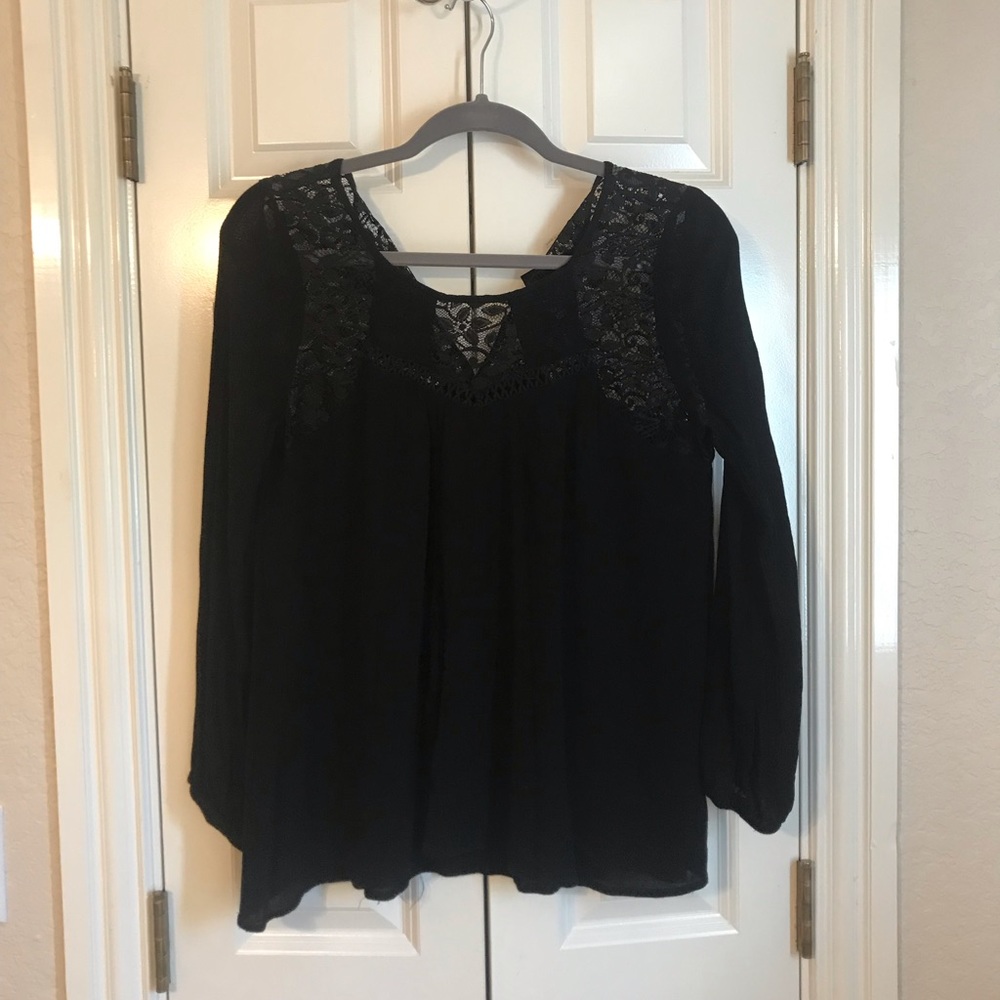 Black lace top blouse